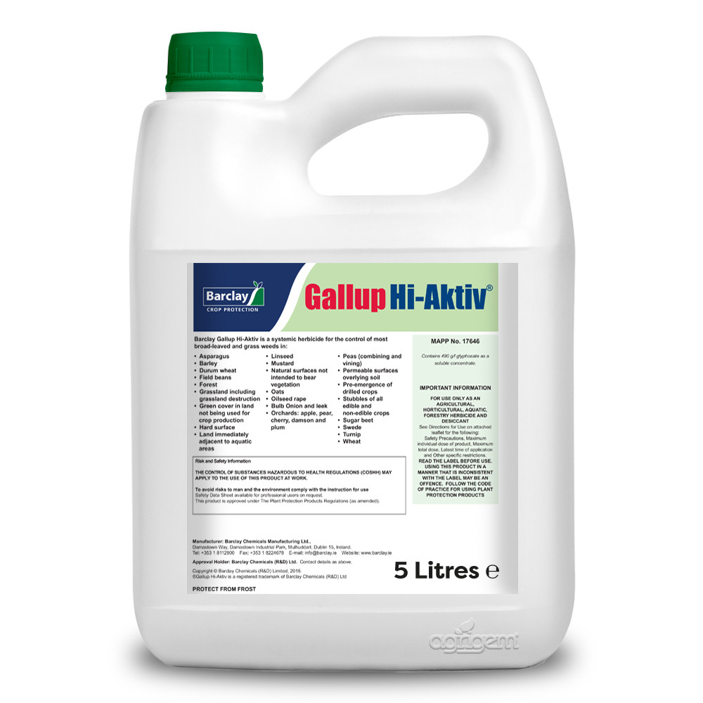 Gallup HiAktiv Weed Control 5L Professional Weedkiller Glyphosate
