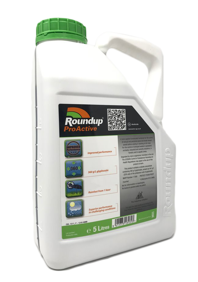 Roundup Pro Active 5l 360 Glyphosate Total Professional Weedkiller