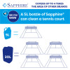 A 5L Bottle of Sapphire can clean grime and dirt of a tennis court