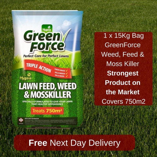 750 M2 GREENFORCE LAWN FEED WEED AND MOSS KILLER BEST VALUE ON EBAY